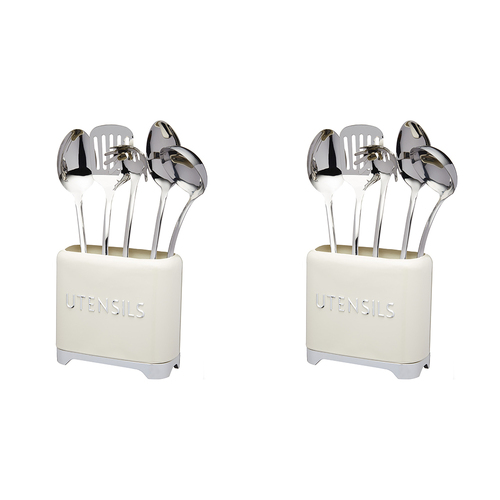 2PK KitchenCraft Lovello 20cm Utensil Storage - Cream