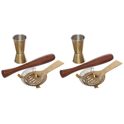 2x 3pc Barcraft Cocktail Tool Set w/Jigger/Muddler/Strainer