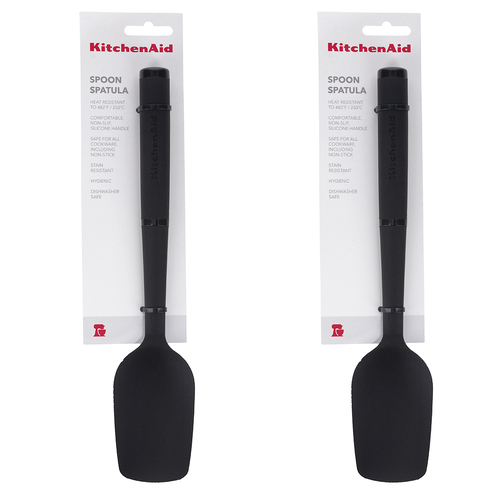 2PK KitchenAid Silicone Soft Touch Spoon Spatula - Black