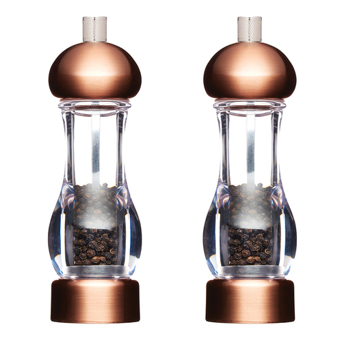 2PK MasterCraft 19cm Capstan Pepper Filled Mill - Copper