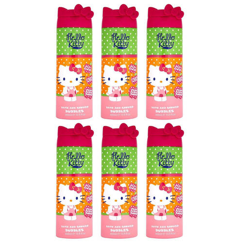 6PK Hello Kitty Bubble Bath Gentle Cleanser Shower Fragrance Kids/Children 400ml
