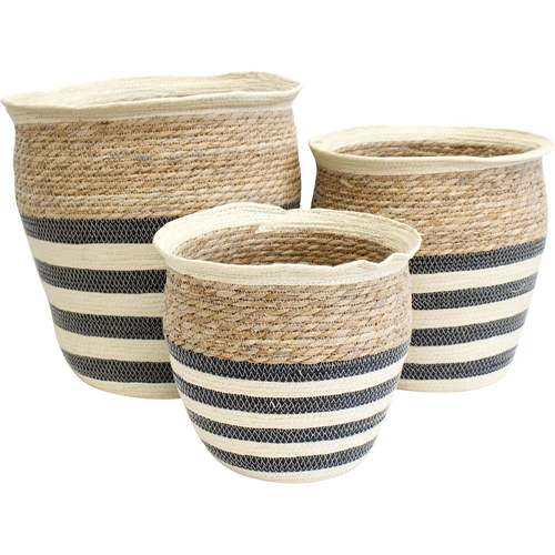 3pc LVD Saint Tropez Storage Basket Home Decor Round 30/35/40cm