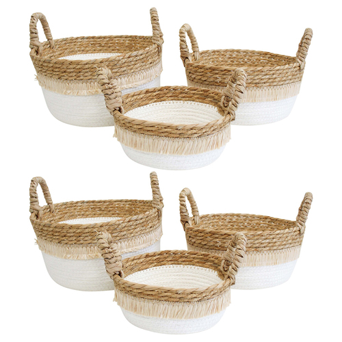 2x 3pc LVD Abud Storage Basket Set Decor - White/Natural