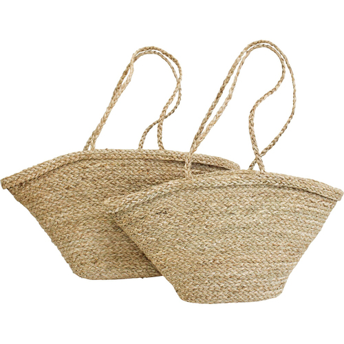 2pc LVD Market Seagrass Basket Set 50cm/60cm w/ Handle - Natural