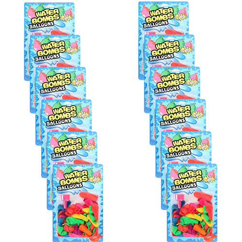 12PK Water Bombs Balloons Outdoor Childrens Toy Multi-Coloured Assorted