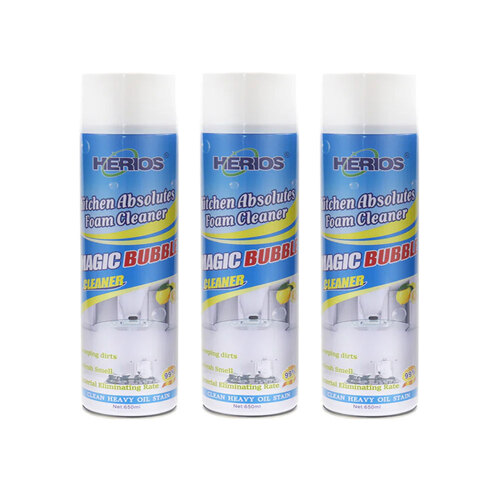 3PK Herios 650ml Kitchen Absolute Foam Cleaner Dirt/Grease Remover