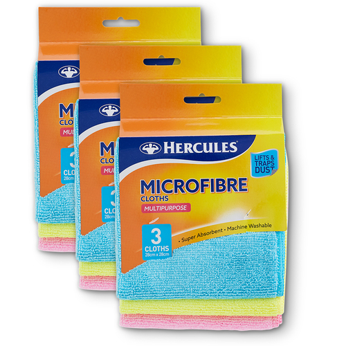 3x 3pc Hercules Multipurpose Microfibre Cloths