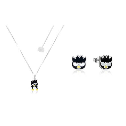2pc Couture Kingdom Sanrio Bad Batz Maru Necklace & Stud Earrings Silver
