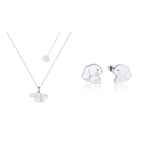 2pc Couture Kingdom Sanrio Cinnamoroll Necklace & Stud Earrings Silver