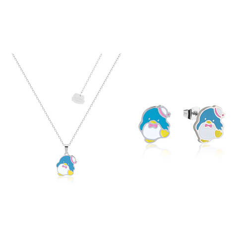 Couture Kingdom Sanrio Tuxedo Sam Necklace & Stud Earrings Set Sterling Silver