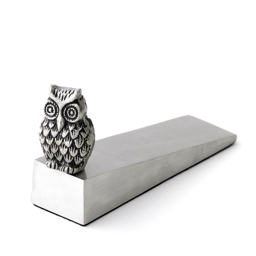 Pilbeam Living Owl Aluminum Door Wedge Antique Silver 15cm