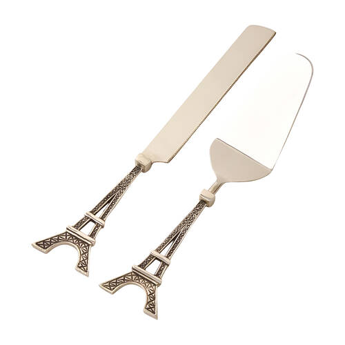 2pc Pilbeam Living Eiffel Tower Cake Servers Stainless Brass Silver 31.5cm