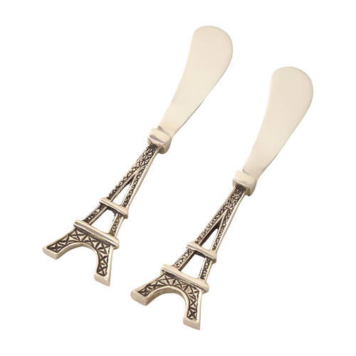2pc Pilbeam Living Eiffel Tower Spreader Dining Stainless Brass Silver 15cm