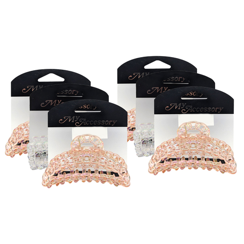 6PK My Accessory 9cm Melrose Hair Clip Transparent Assorted