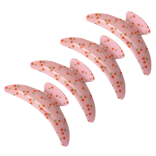 4PK Hair Accessories Melrose 12.5cm Clip Cherry Pattern Pink Accessory