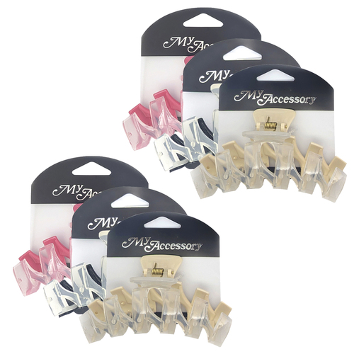 6PK My Accessory 11cm Hair Styling Clip 2-Toned Zig Zag Assorted