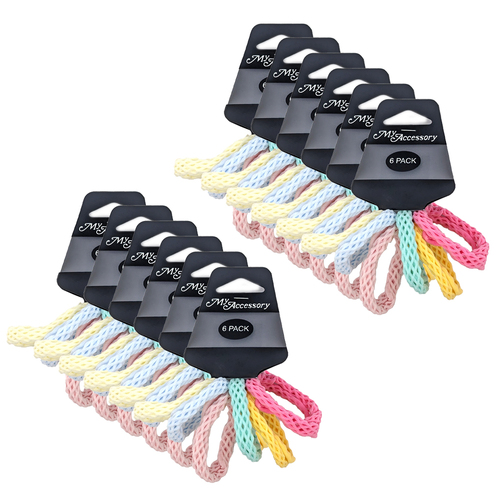 12x 6pc My Accessory 4.5cm Hair Rings/Ties Thick Pastel Ponytail