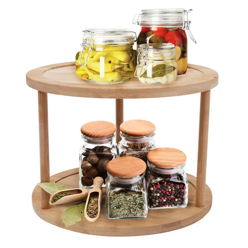 Clevinger Bamboo 2 Tier Lazy Susan Turntable 25cm