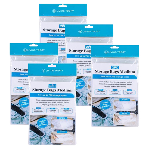 10PK Living Today Vacuum Seal Storage Bags Medium 60x80cm
