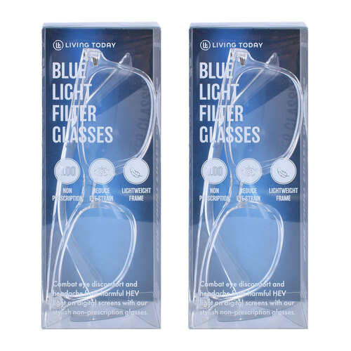 2PK Living Today Blue Light Filter Non Prescription Glasses - Clear