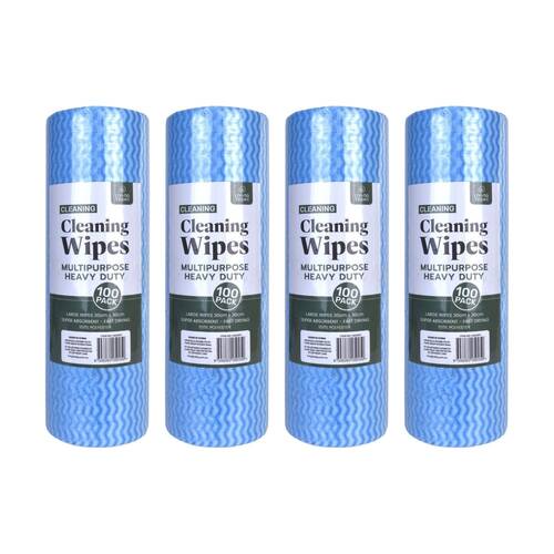 4x 100PK Living Today Cleaning Wipes Heavy Duty XL Polyester Multipurpose 30cm