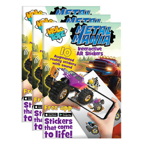 3x 10pc Holotoyz HoloArtz Metal Mania Augmented Reality Stickers Kids Art 3y+