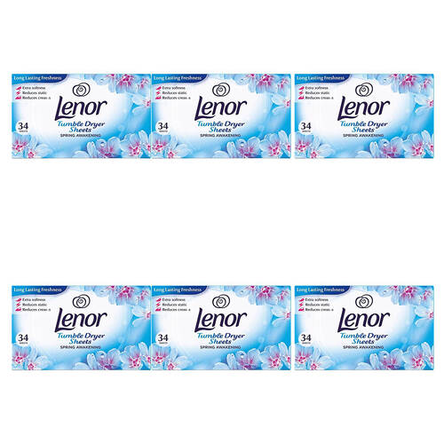 6x 34pc Lenor Tumble Dryer Sheets Spring Awakening