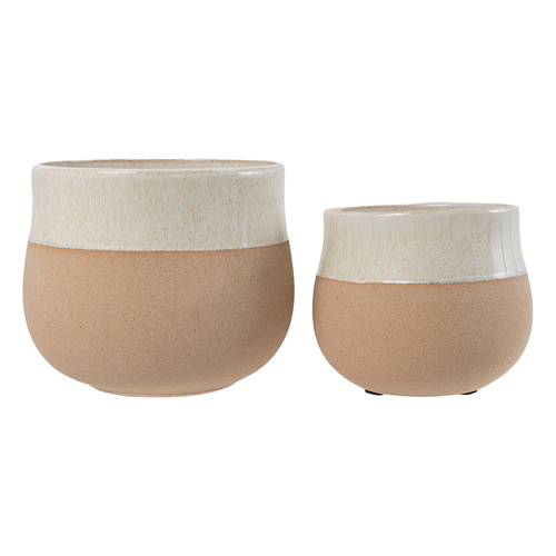 2pc Splosh Home Sweet Home Ceramic Planter Pot - Brown