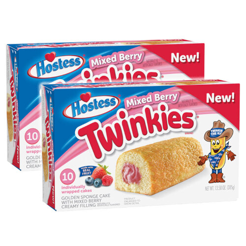 2PK 10pc Hostess MP Twinkies Mixed Berry 385g
