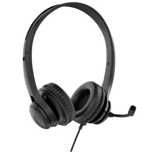 Laser Wired Conference Headset 3.5mm Built-in Microphone Inline Controls Black