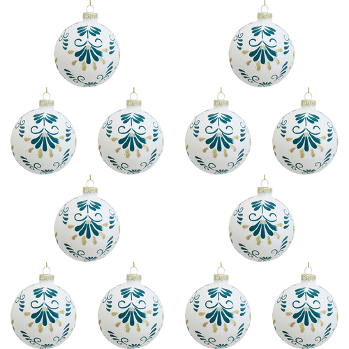 12PK LVD 8cm Glass Bauble Chinoiserie Home/Office Decor