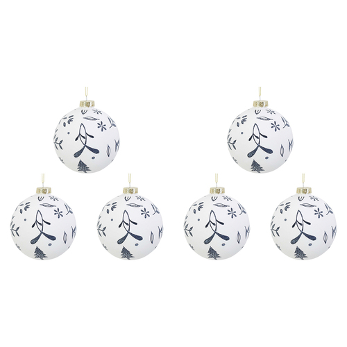 6PK LVD 12cm Glass Bauble Dove Leaf XL Home/Office Xmas Decor