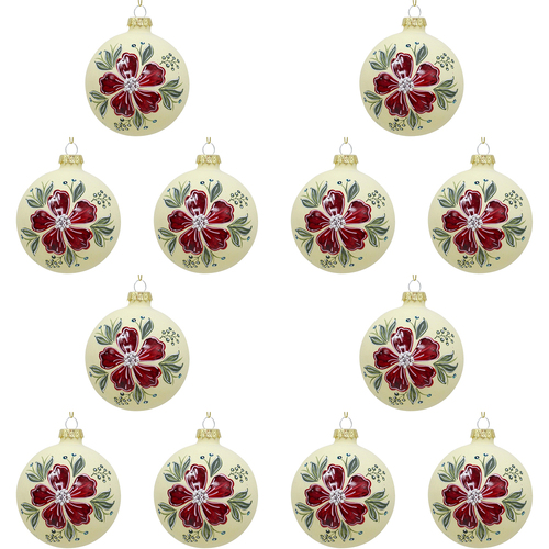 12PK LVD 8cm Glass Bauble Bloom Home/Office Xmas Decor