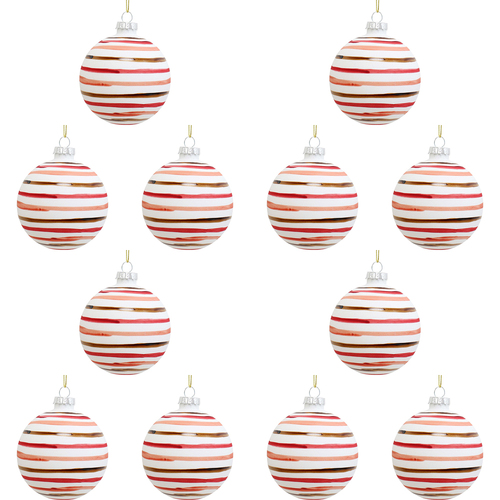 12PK LVD 8cm Glass Bauble Tutti Fruiti Home/Office Xmas Decor