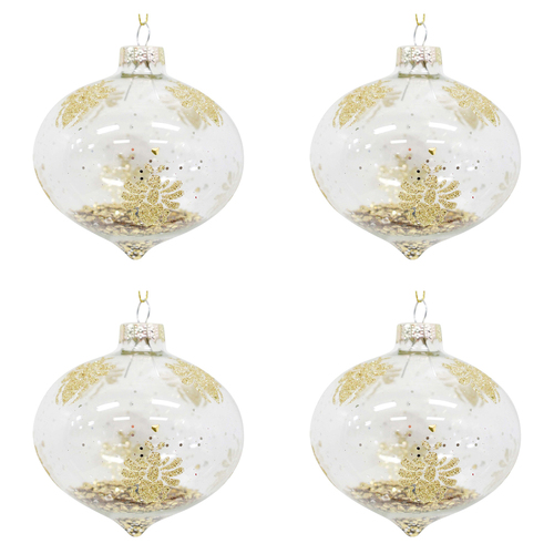 4PK LVD Glass 8cm Glitter Bee Bauble Hanging Home Decorative Ornament