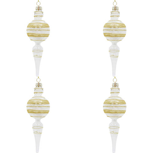 4PK LVD Glass Drop Ornament Hanging Home Decor 18cm Stripe
