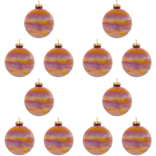 12PK LVD 8cm Glass Bauble Home/Office Xmas Decor - Crepe Mercury