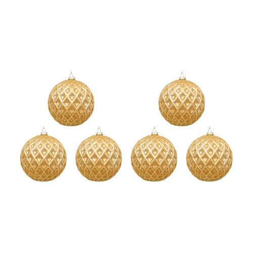 6PK LVD 12cm Glass Bauble Home/Office Xmas Decor - Tuscan/Gold