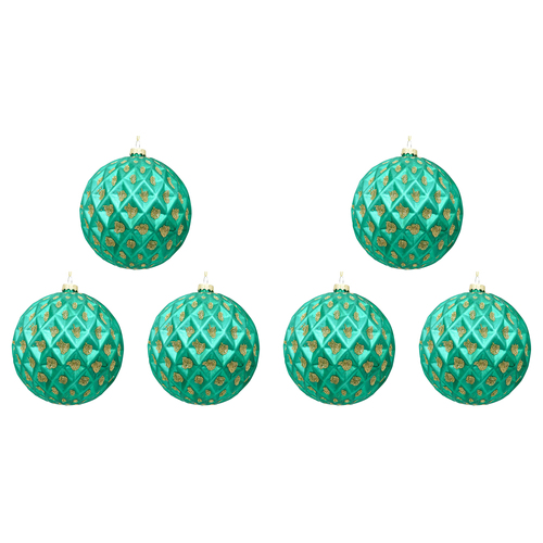 6PK LVD 12cm Glass Bauble XL Home/Office Xmas Decor - Jade/Gold