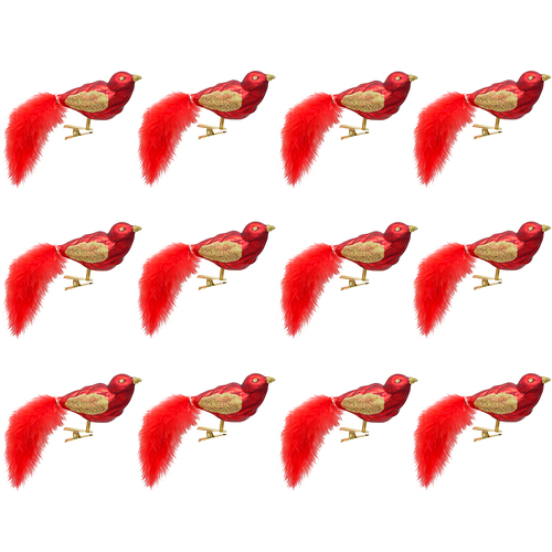 12PK LVD Glass Clip Bird Rouge Decorative Sculpture Home/Lounge Decor