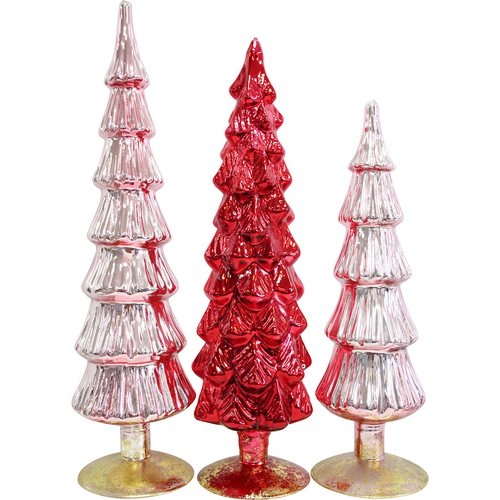 3pc LVD Glass Tree Moulin Rouge Home/Office Decor Set 