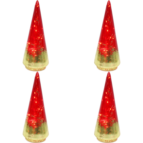 4PK LVD 8x22cm LED Glass Tree Ruby Small Home Decor - Red/Gold