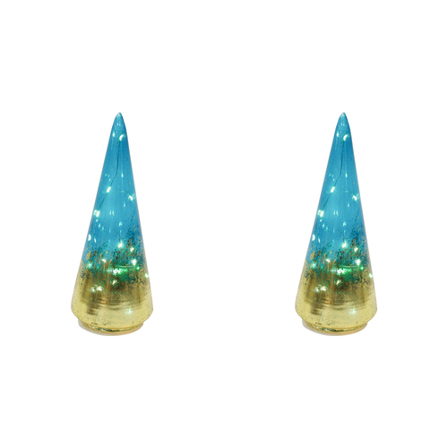 2PK LVD 8x22cm LED Glass Tree Jewel Small Home Decor - Blue