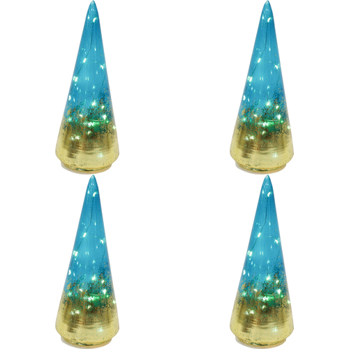 4PK LVD 8x22cm LED Glass Tree Jewel Small Home Decor - Blue