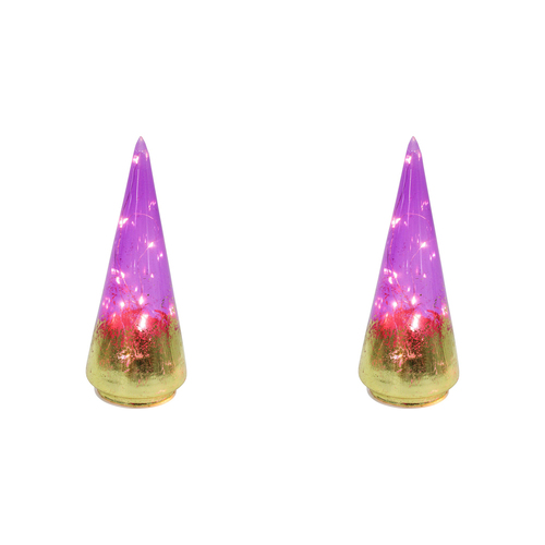 2PK LVD 8x22cm LED Glass Tree Passion Small Home Decor - Purple