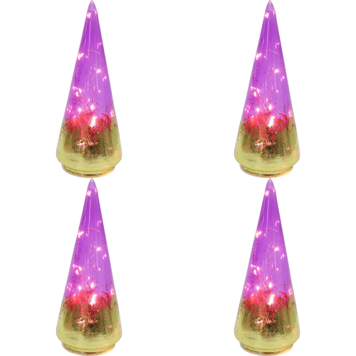 4PK LVD 8x22cm LED Glass Tree Passion Small Home Decor - Purple