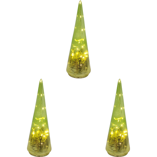 3PK LVD 9x28cm LED Glass Florence Large Home Decor - Green