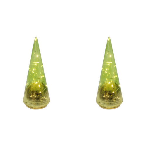 2PK LVD 8x22cm LED Glass Florence Small Home Decor - Green