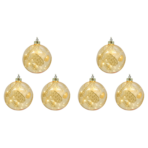 6PK LVD 12cm LED Glass Bauble XL Botanical Home/Office Xmas Decor