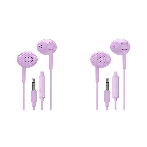 2PK Liquid Ears Everyday 3.5mm Wired Bud Earphones with Mic Lavender